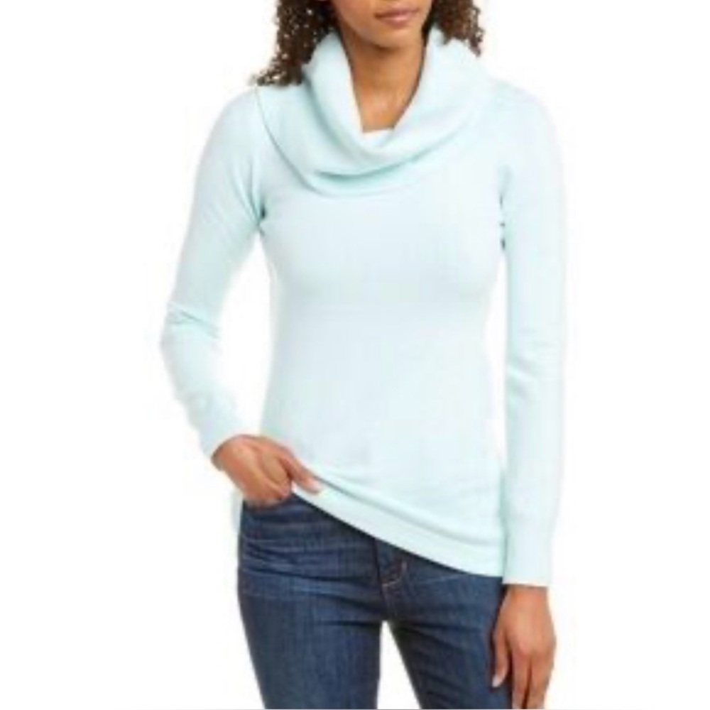 French Connection AQUA Cowl Neck Tunic Turtleneck Sweater Size XS
